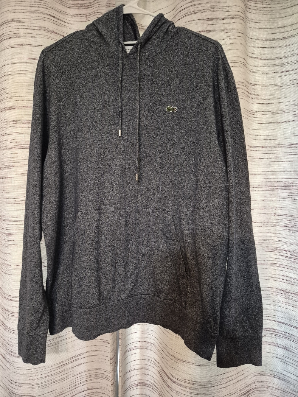 Lacoste Men's Gray Hooded Pullover Lightweight Sweatshirt
